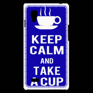 Coque LG Optimus L9 Keep Calm Take a cup Bleu