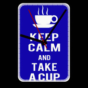 Grande pendule murale Keep Calm Take a cup Bleu