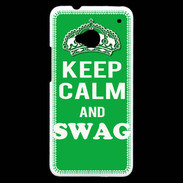 Coque HTC One Keep Calm Swag Vert