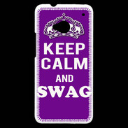 Coque HTC One Keep Calm Swag Violet