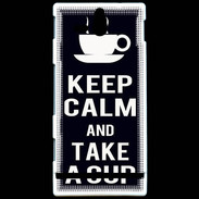 Coque Sony Xperia U Keep Calm Take a cup Noir