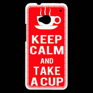 Coque HTC One Keep Calm Take a cup Rouge