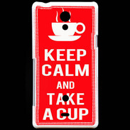 Coque Sony Xperia T Keep Calm Take a cup Rouge
