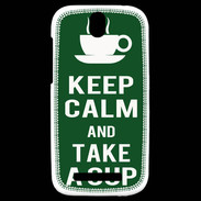 Coque HTC One SV Keep Calm Take a cup Vert