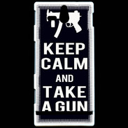 Coque Sony Xperia U Keep Calm Take a gun Noir