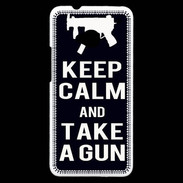 Coque HTC One Keep Calm Take a gun Noir