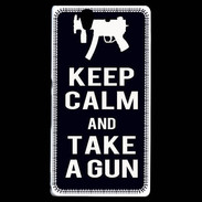 Coque Sony Xperia Z Keep Calm Take a gun Noir