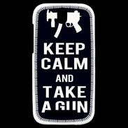 Coque HTC One SV Keep Calm Take a gun Noir