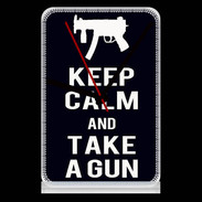 Pendule de bureau Keep Calm Take a gun Noir