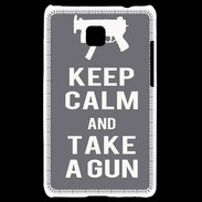Coque LG Optimus L3 II Keep Calm Take a gun Gris