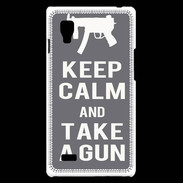 Coque LG Optimus L9 Keep Calm Take a gun Gris