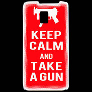Coque LG P990 Keep Calm Take a gun Rouge