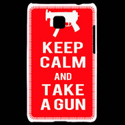Coque LG Optimus L3 II Keep Calm Take a gun Rouge