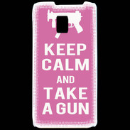 Coque LG P990 Keep Calm Take a gun Rose