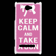 Coque HTC Windows Phone 8S Keep Calm Take a gun Rose
