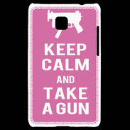 Coque LG Optimus L3 II Keep Calm Take a gun Rose