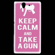Coque Sony Xperia Z Keep Calm Take a gun Rose
