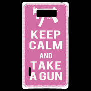 Coque LG Optimus L7 Keep Calm Take a gun Rose