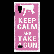 Coque LG Optimus L9 Keep Calm Take a gun Rose