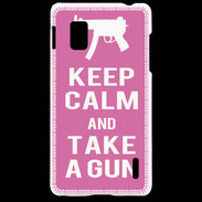Coque LG Optimus G Keep Calm Take a gun Rose