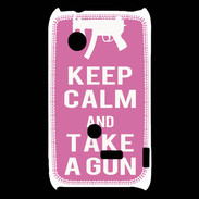 Coque Sony Xperia Typo Keep Calm Take a gun Rose