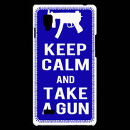 Coque LG Optimus L9 Keep Calm Take a gun Bleu