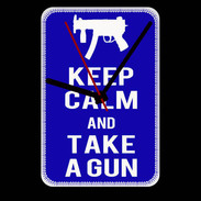 Grande pendule murale Keep Calm Take a gun Bleu