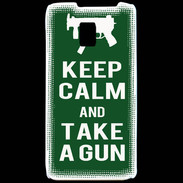 Coque LG P990 Keep Calm Take a gun Vert