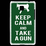 Coque LG Optimus L3 II Keep Calm Take a gun Vert