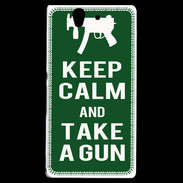 Coque Sony Xperia Z Keep Calm Take a gun Vert
