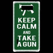 Coque LG Optimus L7 Keep Calm Take a gun Vert