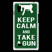 Coque LG Optimus L9 Keep Calm Take a gun Vert