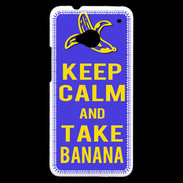 Coque HTC One Keep Calm Take Banana Bleu
