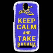 Coque HTC One SV Keep Calm Take Banana Bleu