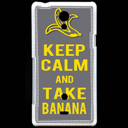 Coque Sony Xperia T Keep Calm Take Banana Gris