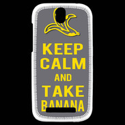 Coque HTC One SV Keep Calm Take Banana Gris