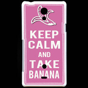 Coque Sony Xperia T Keep Calm Take Banana Rose