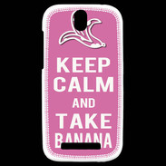 Coque HTC One SV Keep Calm Take Banana Rose