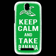 Coque HTC One SV Keep Calm Take Banana Vert