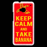 Coque HTC One Keep Calm Take Banana Rouge