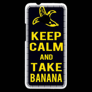 Coque HTC One Keep Calm Take Banana Noir