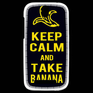 Coque HTC One SV Keep Calm Take Banana Noir