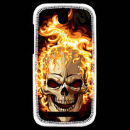 Coque HTC One SV Tête de mort en flamme 5