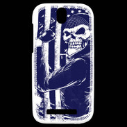 Coque HTC One SV Tête de mort Biker USA