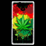 Coque Sony Xperia Z Feuille de cannabis et cœur Rasta
