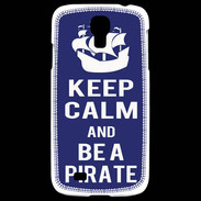 Coque Samsung Galaxy S4 Keep Calm Be a Pirate Bleu