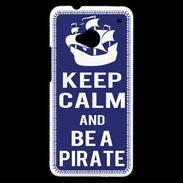 Coque HTC One Keep Calm Be a Pirate Bleu