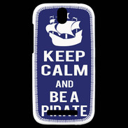 Coque HTC One SV Keep Calm Be a Pirate Bleu