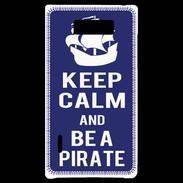 Coque LG Optimus L7 Keep Calm Be a Pirate Bleu