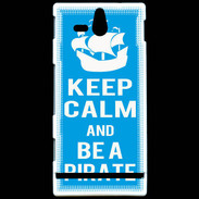 Coque Sony Xperia U Keep Calm Be a Pirate Cyan